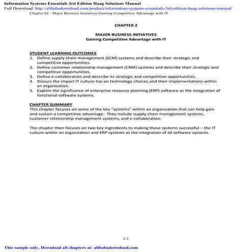 Information Systems Essentials 3rd Edition Haag Solutions Manual