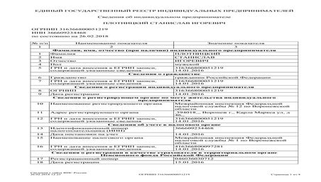 Сведение о предпринимателе Плотницком Станиславе Игоревиче 
