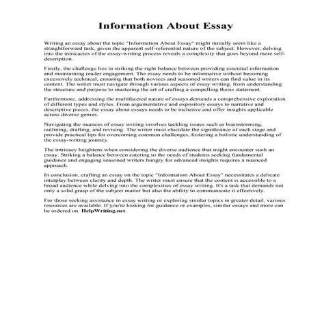 Information About Essay. Union Institute & University