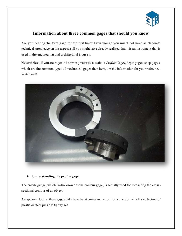 Information about three common gages that should you know