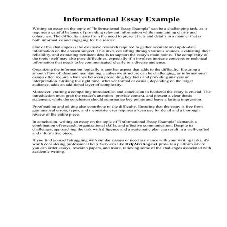 Informational Essay Example.  Writing an informational essay. Informative Ess...