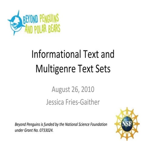 Informational Texts and Multigenre Text Sets Webinar 082610