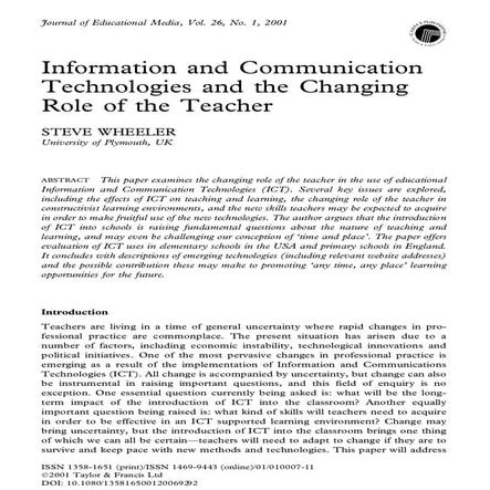 ICT and the changing role of the teacher