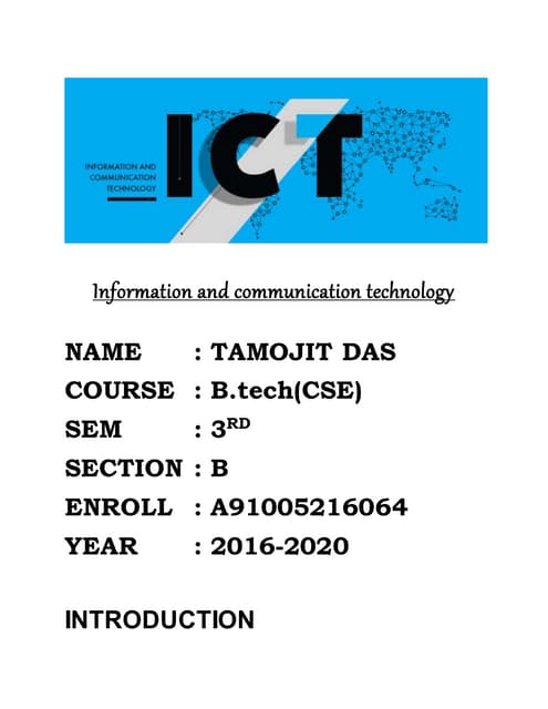 a brief introduction of ict and its components | PPTX