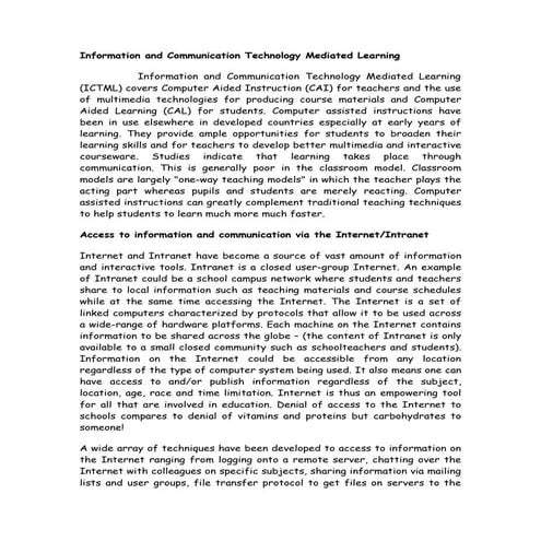 Information And Communication Technology Mediated Learning Doc