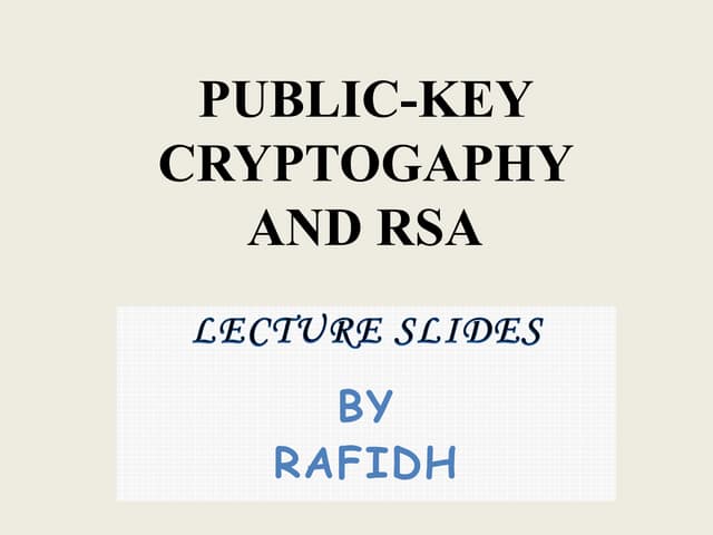 Information and data security public key cryptography and rsa