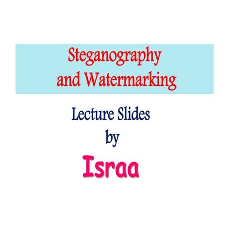 Information and data security steganography and watermarking