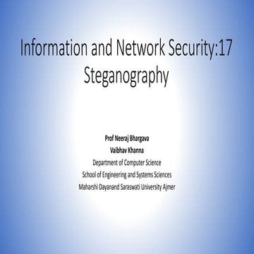Information and network security 17 steganography