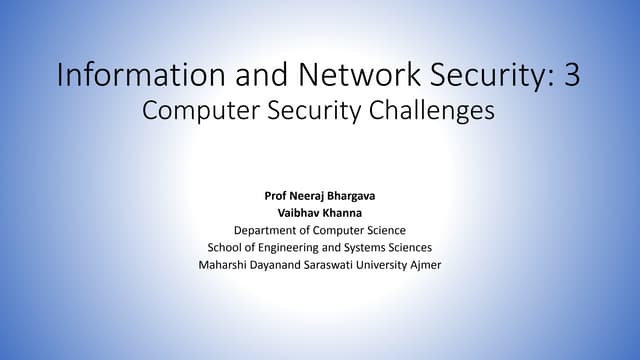 Information and network security 3 security challenges
