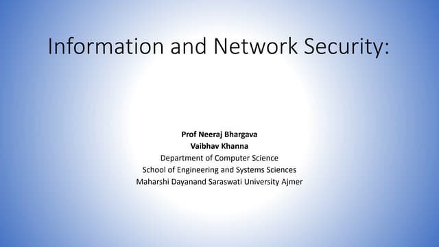 Information and network security 5 security attacks mechanisms and services