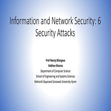 Information and network security 6 security attacks