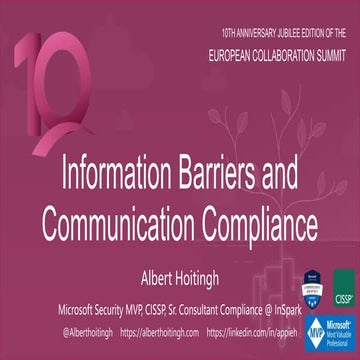Microsoft Purview Information Barriers and Communication Compliance and Micro...