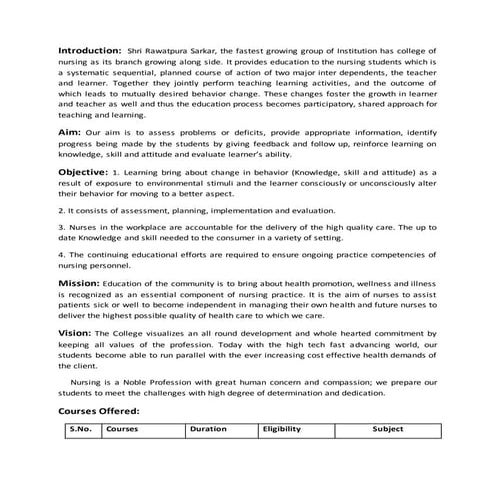 Shri Rawatpura Sarkar College of Nursing (SRCN)