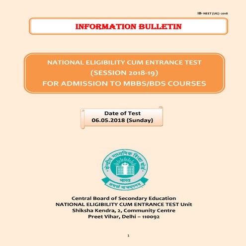 NEET 2018 Official Notification Released Now.