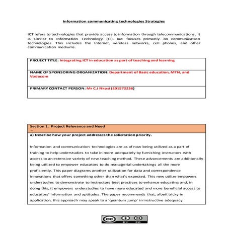 Information communicating technologies strategies