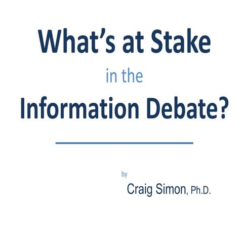 What's at Stake in the Information Debate?
