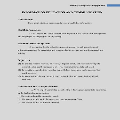 Information education and communication