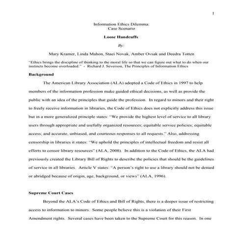 Information Ethics Case Study