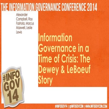 Panel: Information In A Time of Crisis: The Dewey & LeBoeuf Story