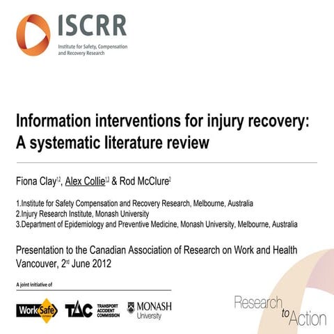 Information interventions for injury recovery: a review