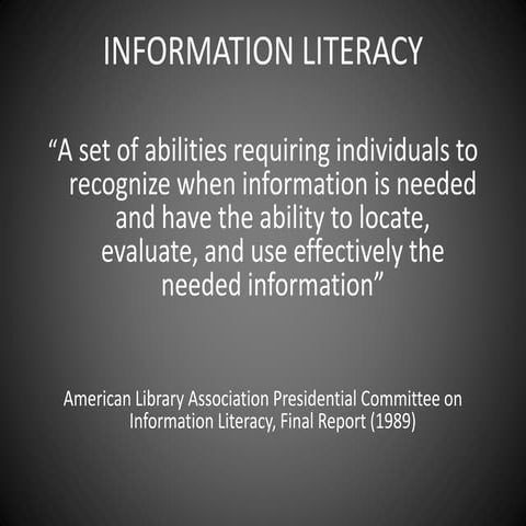 Information Literacy Competency Standards for Higher Education | PPTX