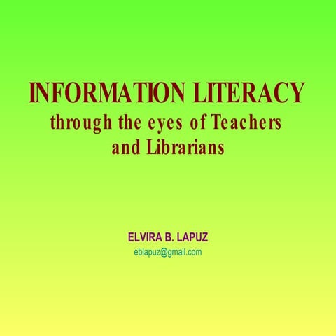Information Literacy In The Eyes Of Teachers And Librarians