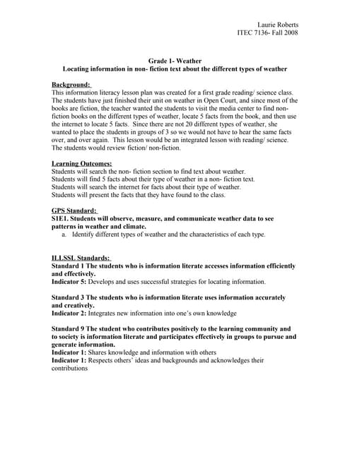 Information literacy lesson plan