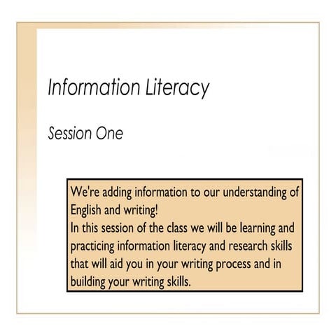 Information Literacy Session 1a