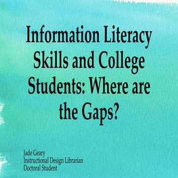 Information literacy skills and college students | PPTX