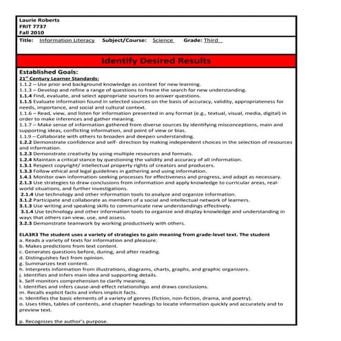 Information literacy unit ubd (praciticum)