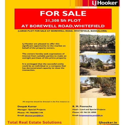 Information memorandum borewell road property