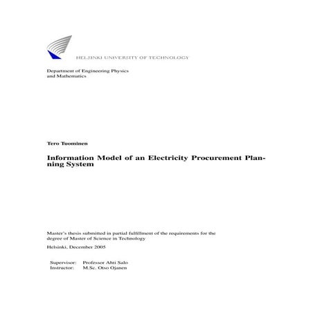 Information model of an electricity procurement planning system
