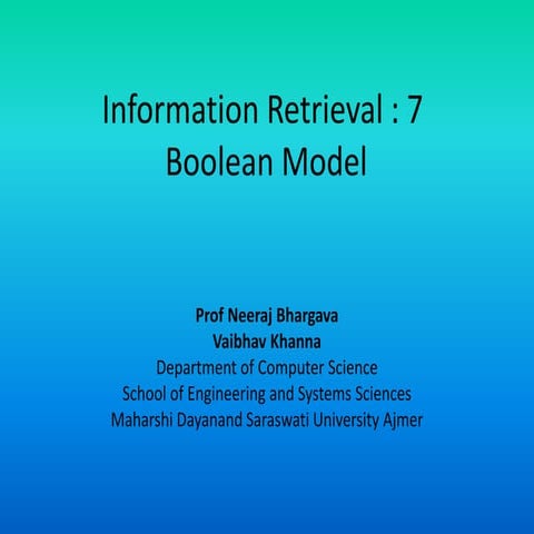 Information retrieval 7 boolean model