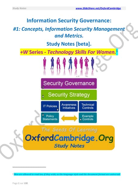 Information Security Governance: Concepts, Security Management & Metrics