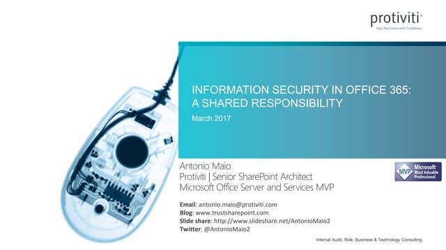 Information security in office 365   a shared responsibility - antonio maio