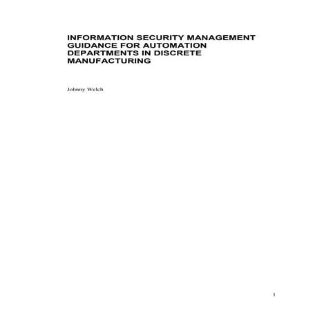 Information security management guidance for discrete automation