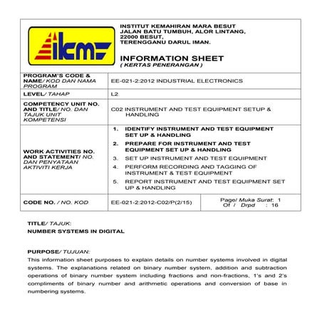 Information sheet/Kertas Penerangan 