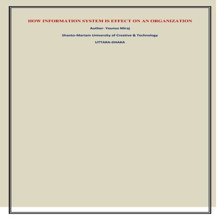 HOW INFORMATION SYSTEM IS EFFECT ON AN ORGANIZATION