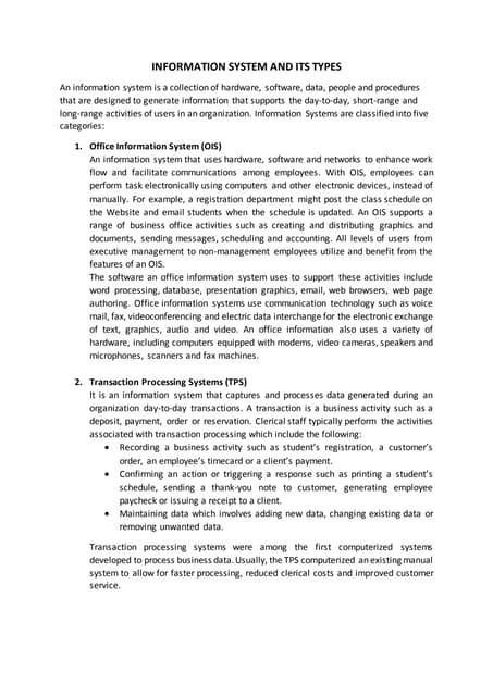 Information system and its types