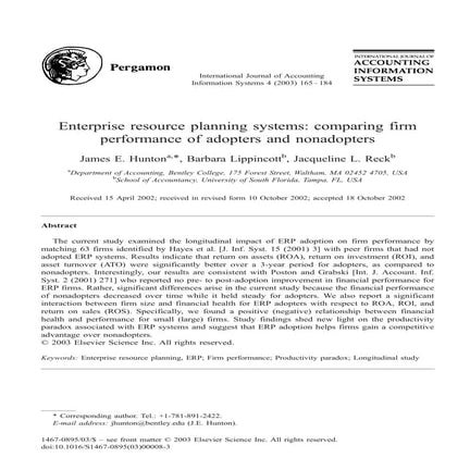 Information system erp