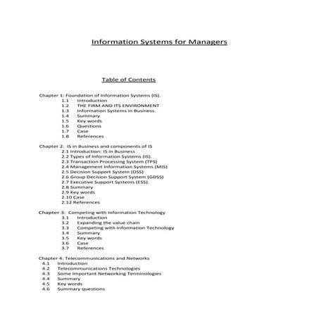 Information system for managers
