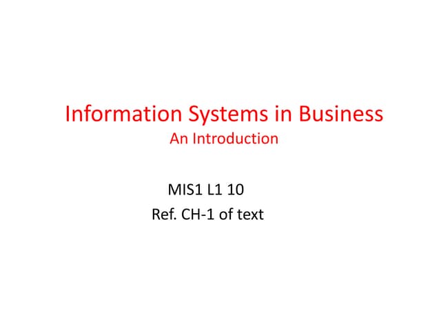 Information system in business   an introduction