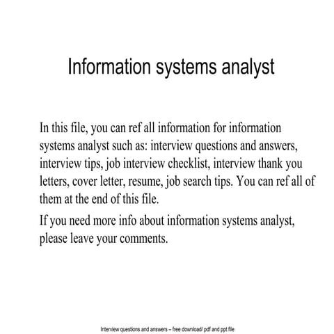 Information systems analyst