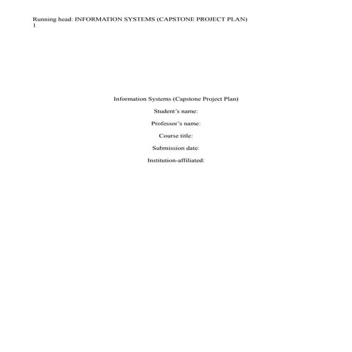 Information systems (capstone project plan)