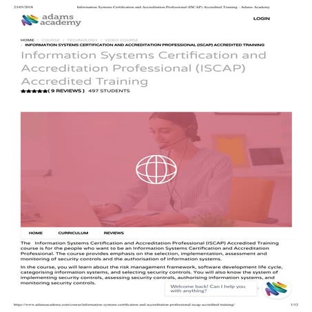 Information systems certification and accreditation professional (iscap) accr...