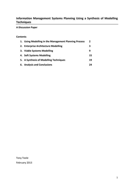 Information systems planning using a synthesis of modelling techniques