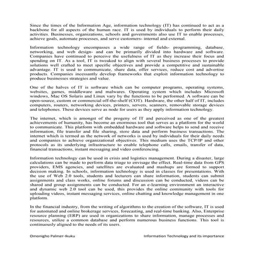 Information Technology And Its Importance