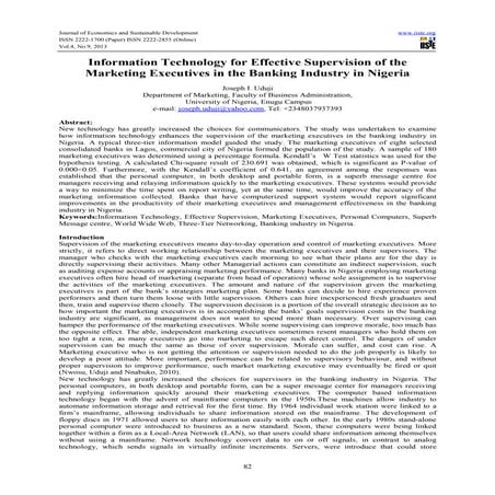 Information technology for effective supervision of the marketing executives ...