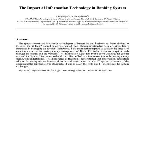 Information technology in banking system