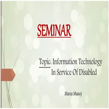 Information technology in service of disabled